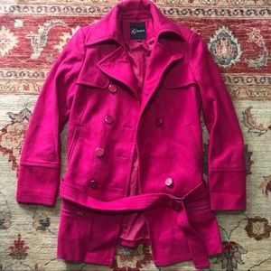 Guess Fido’s pink winter jacket with belt